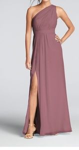David's Bridal Quartz Ond Shoulder Chiffon Dress